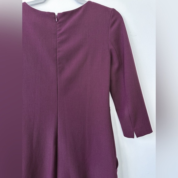 MM LaFleur Etsuko Knee Length Midi 3/4 Sleeve Dress Plum Purple Workwear sz 0 - Picture 7 of 11